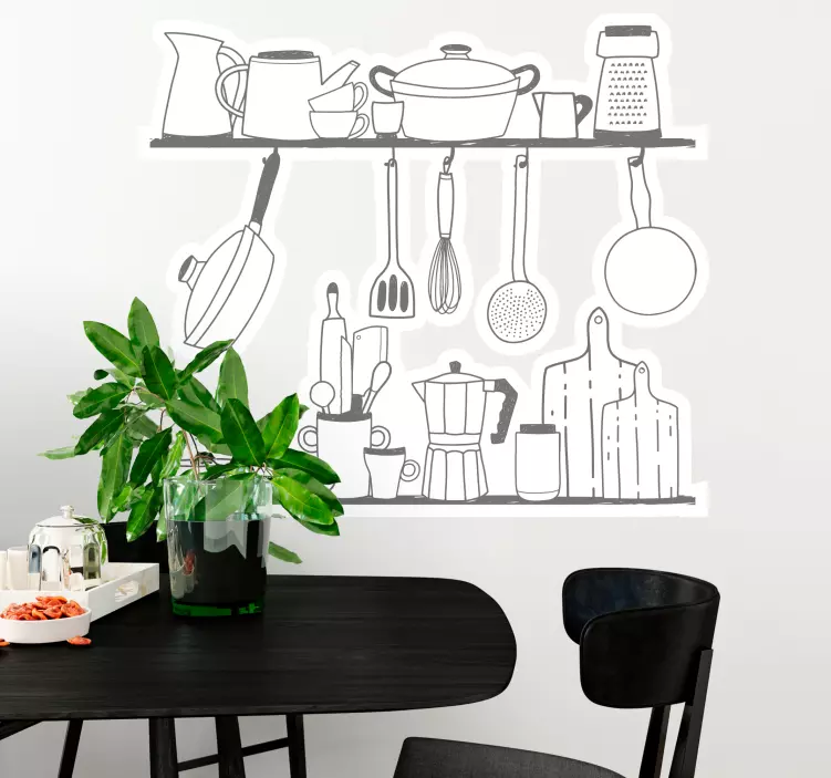 Kitchenware Shelf Arrangement cuisine wall sticker - TenStickers