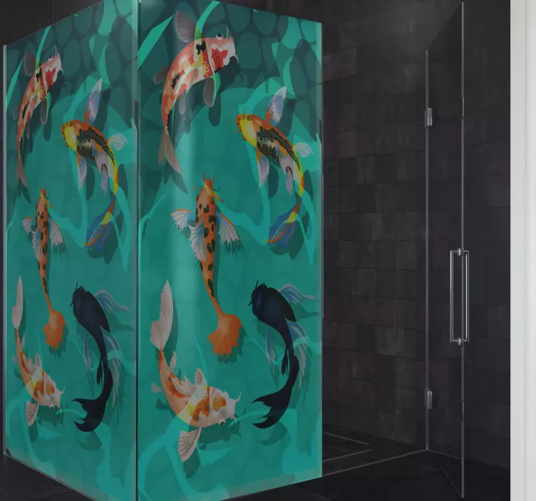 Koi shower screen sticker - TenStickers