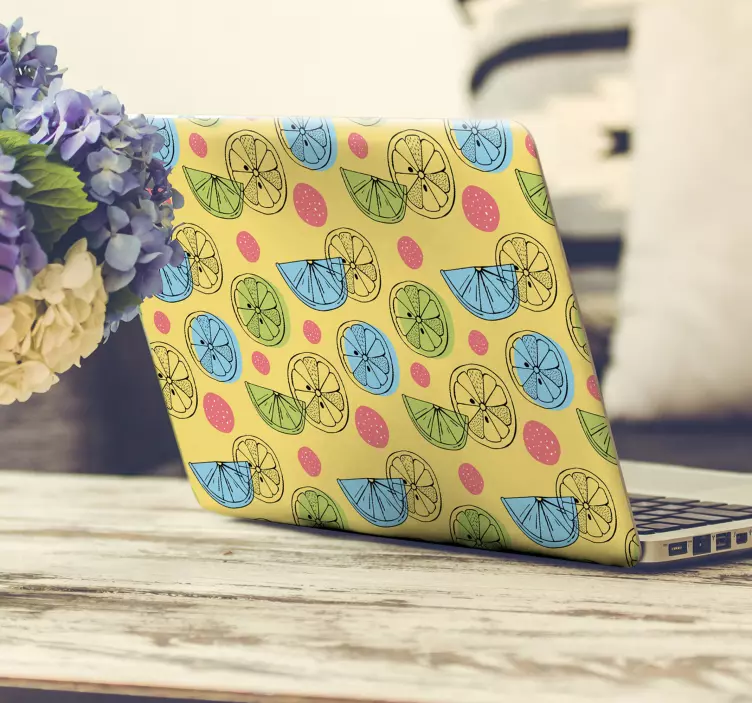 Laptop skin colorful citrus print - TenStickers