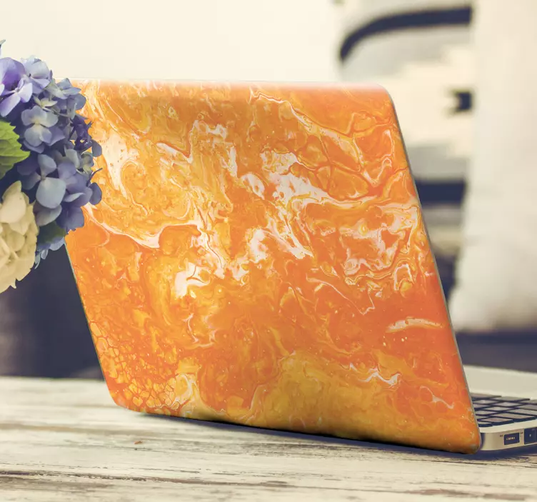 Laptop skin in bold orange pattern - TenStickers