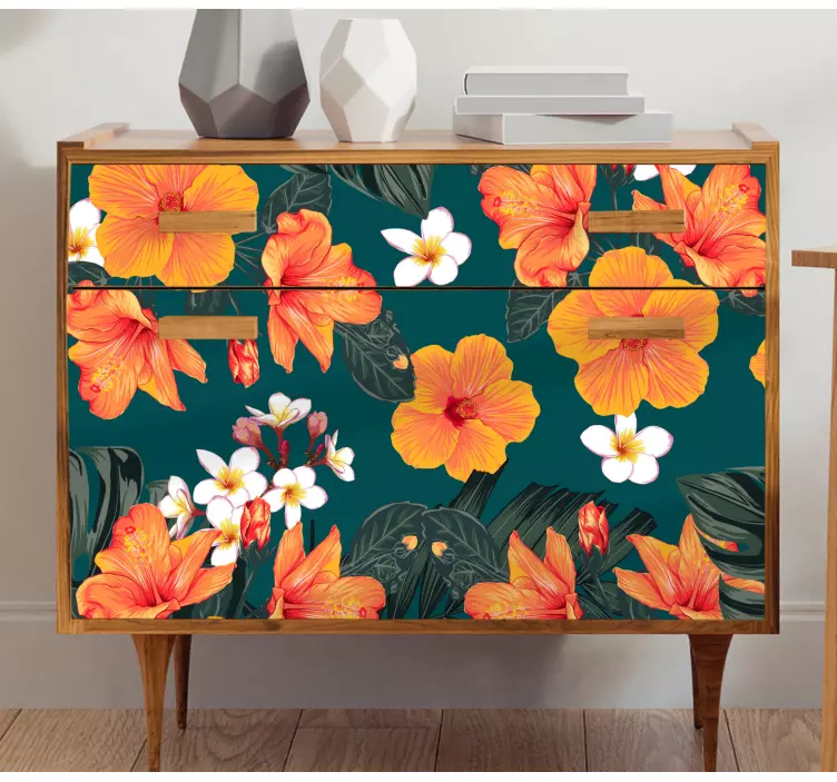 Large atypical orange flower furniture sticker - TenStickers