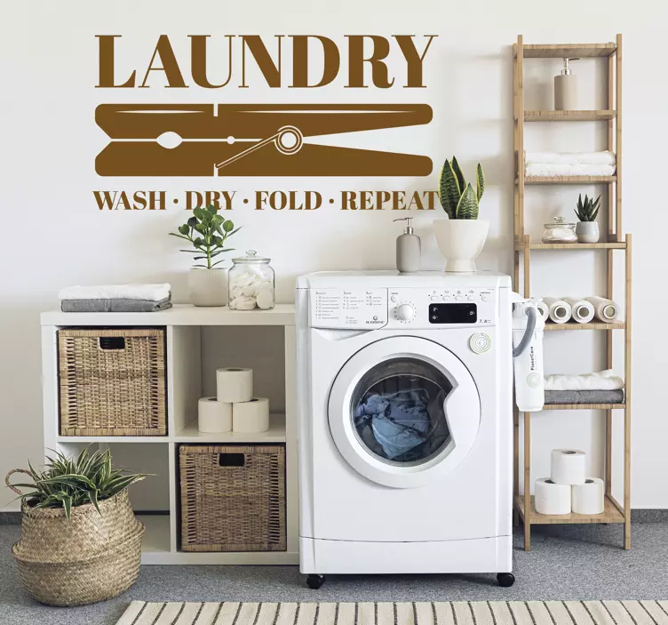 Laundry clothes peg quotes sticker for wall - TenStickers