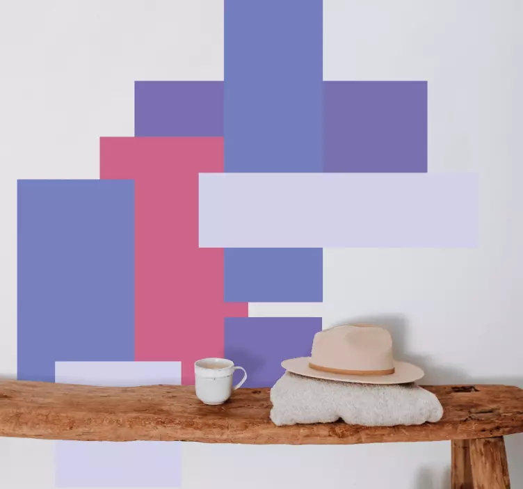 Layered geometric blocks wall decal - TenStickers
