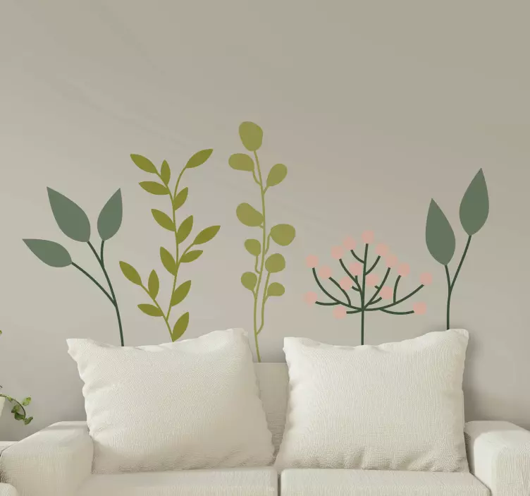 Leaf neutral colours plant wall decal - TenStickers