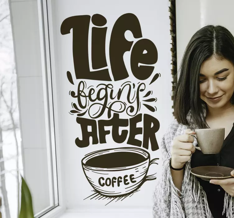 Life Begins After Coffee Wall Sticker - TenStickers