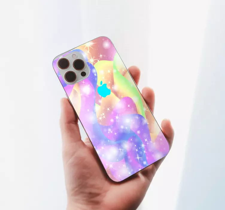 Light blue neon waves iPhone sticker - TenStickers