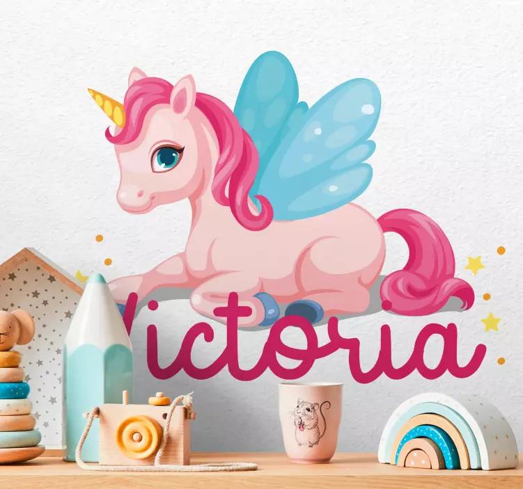 Magical custom unicorn wall sticker for kids - TenStickers