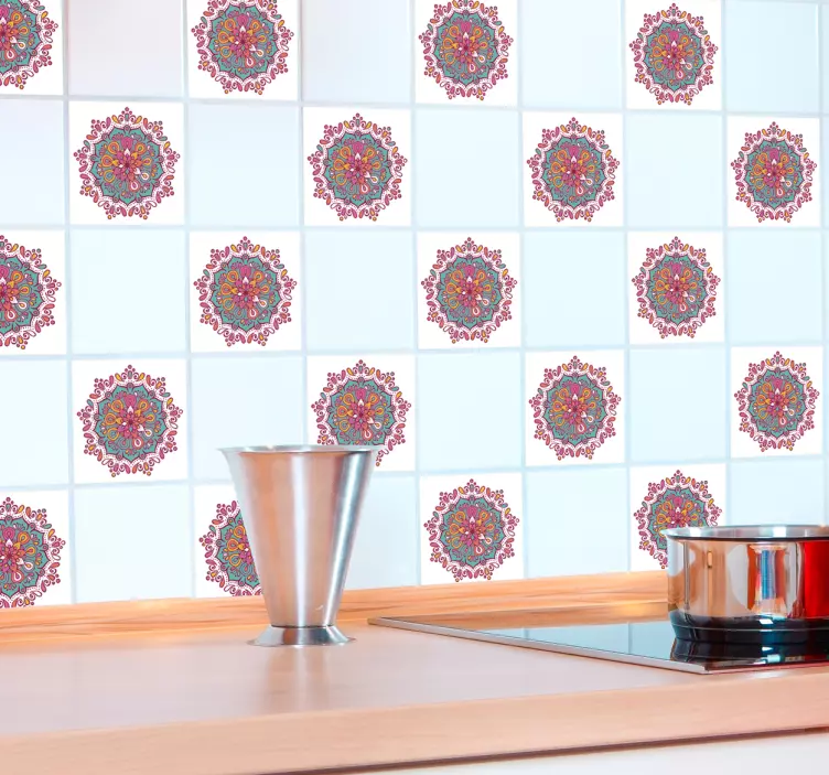 Mandala floral decorative tile stickers - TenStickers