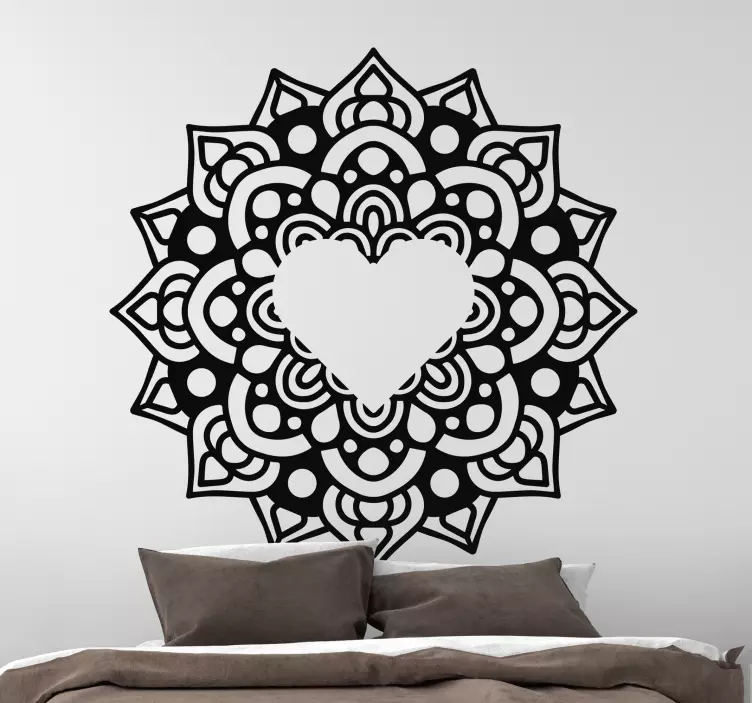 Mandala with heart-shaped frame sticker - TenStickers