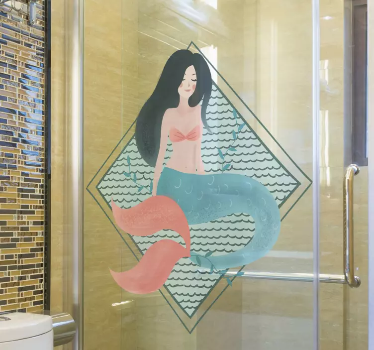 Mermaid square  shower screen sticker - TenStickers
