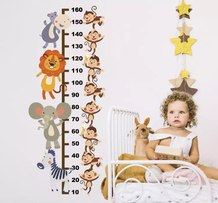 Meter with animals height chart wall decal - TenStickers