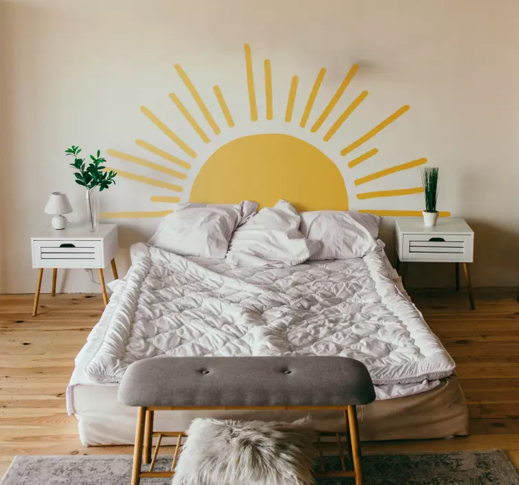 Minimalist sun headboard sticker - TenStickers