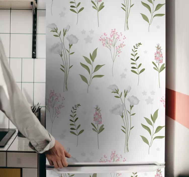 Minimalistic wildflower pattern fridge decal - TenStickers
