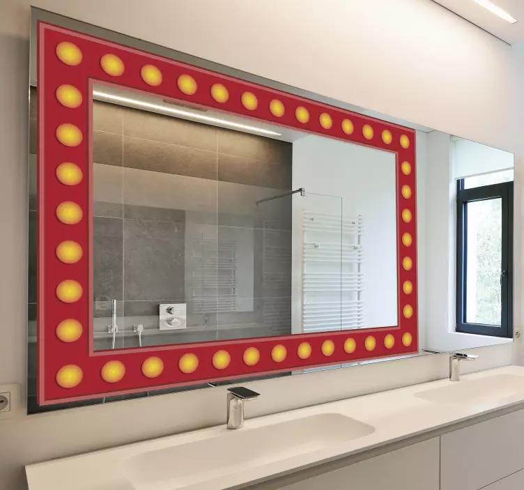 Mirror frame effect bulbs mirror sticker - TenStickers