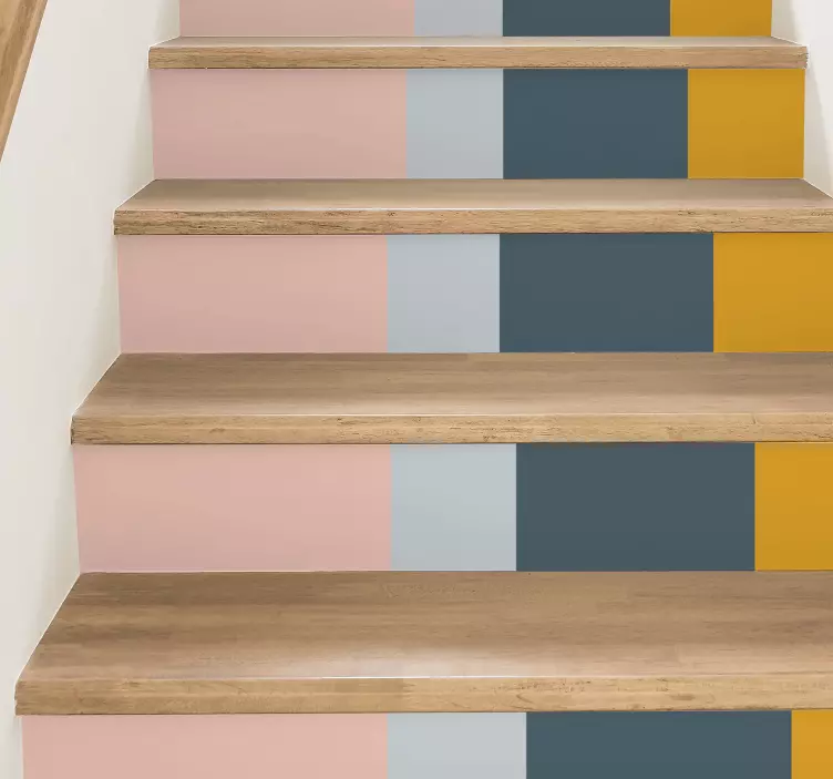 Modern colors blocks design stair decals - TenStickers