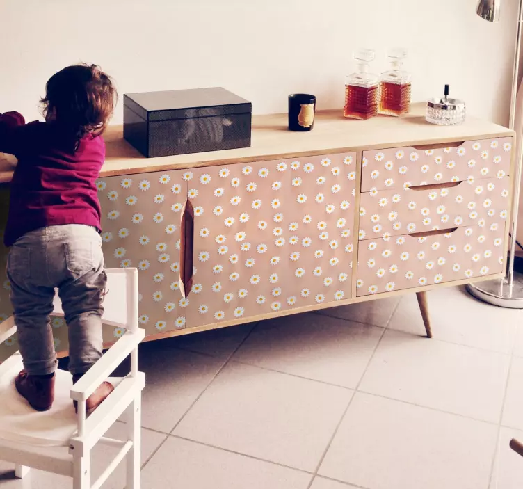 Modern daisy pattern furniture decal - TenStickers