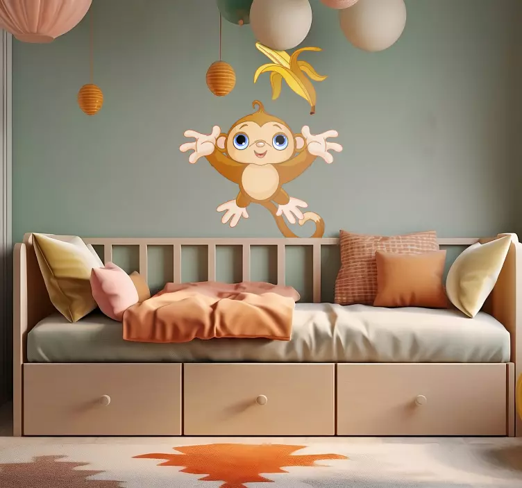 Monkey with banana wall sticker - TenStickers