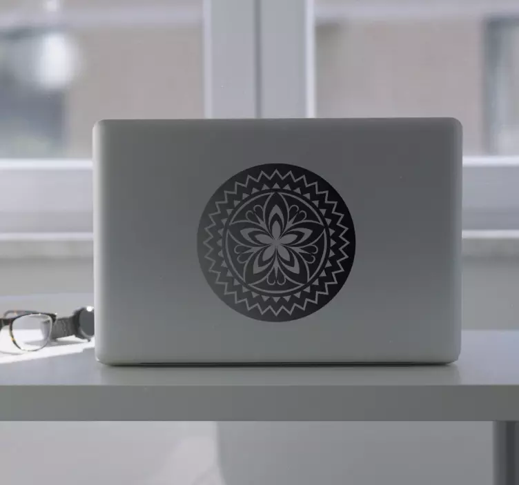 Monochromatic mandala laptop sticker - TenStickers