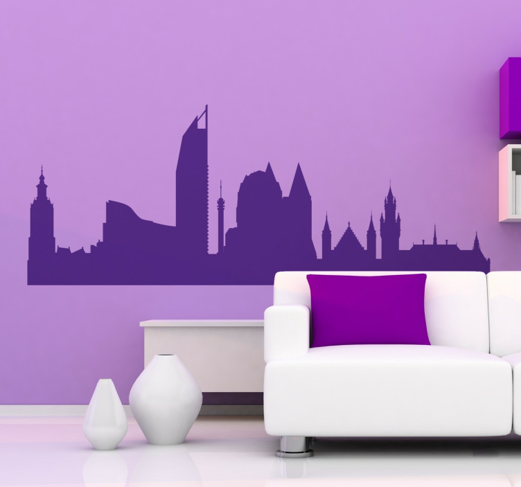 Monocolour skyline silhouette city wall sticker - TenStickers