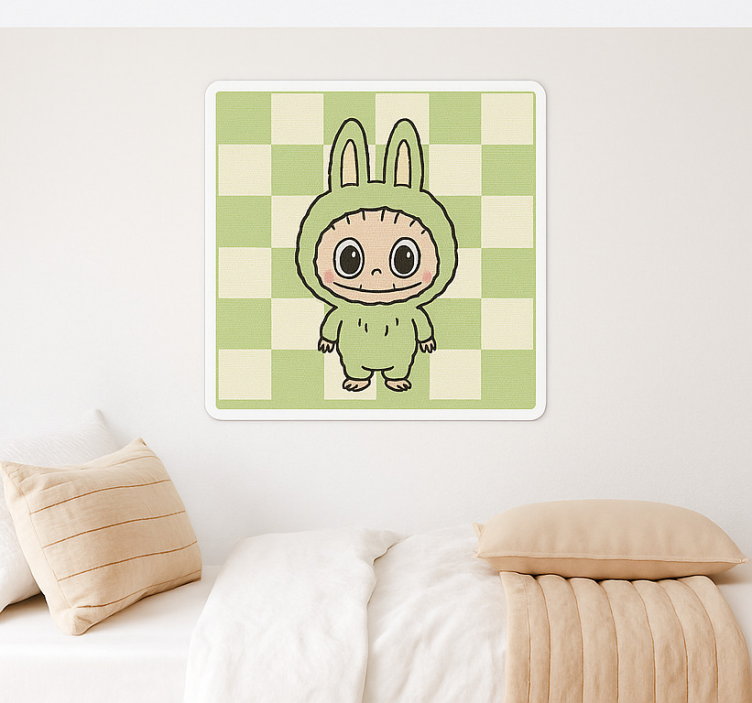 Monster doll in canvas illustration wall sticker - TenStickers