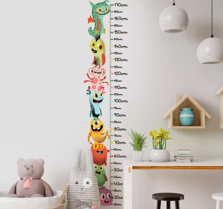 Monster stack height chart wall sticker - TenStickers