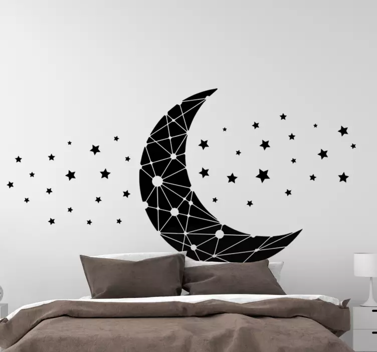 Moon and Stars Abstract Wall Sticker - TenStickers