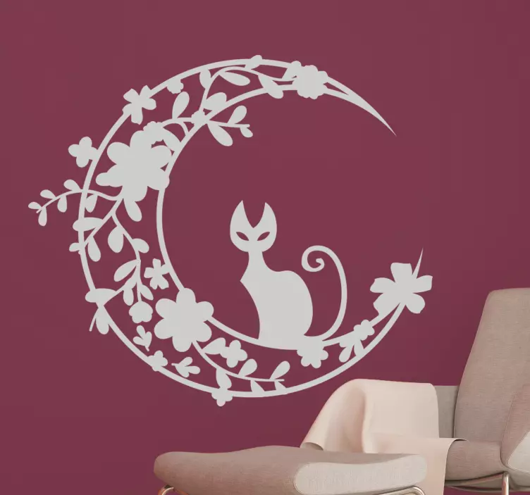 Moon Cat Wall Sticker - TenStickers
