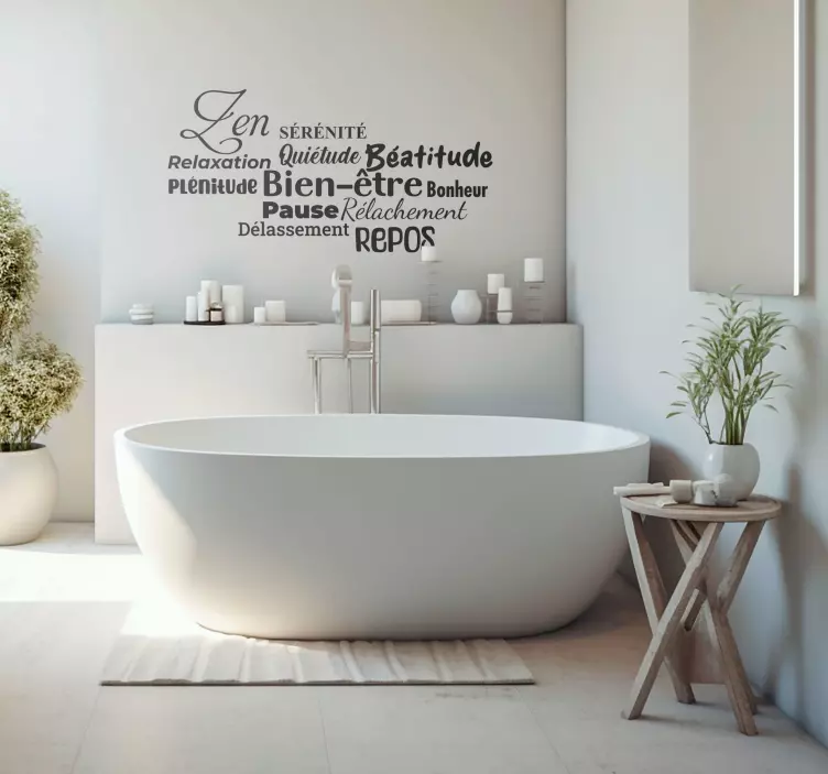 "Mots bonheur de bain" home wall sticker - TenStickers