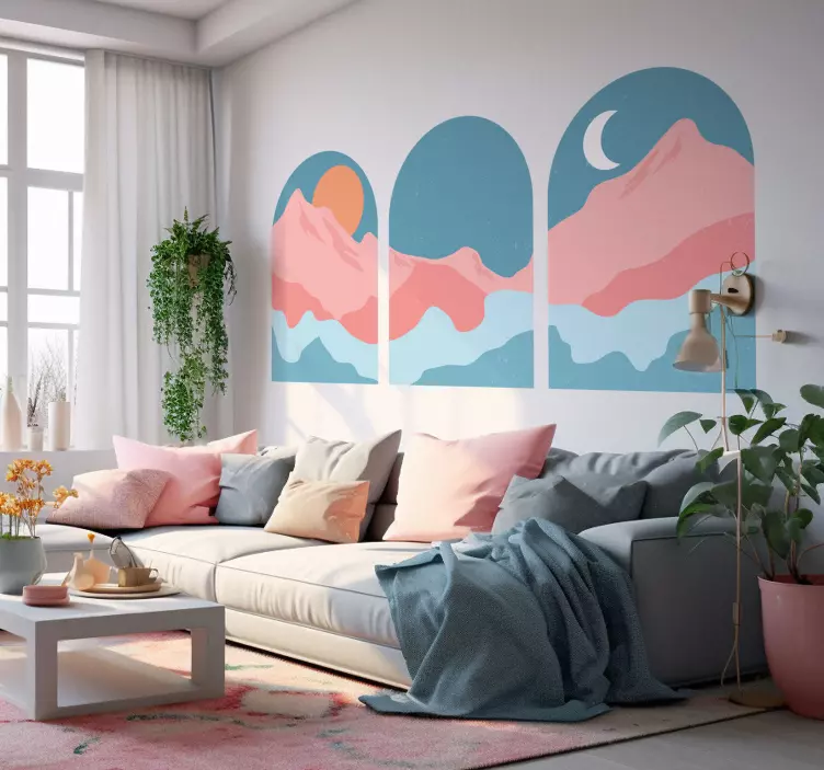 Mountain view abstract art wall sticker - TenStickers