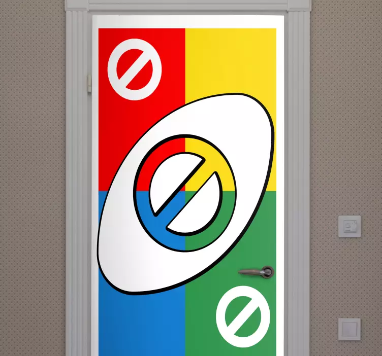 UNO card with four parts door sticker - TenStickers