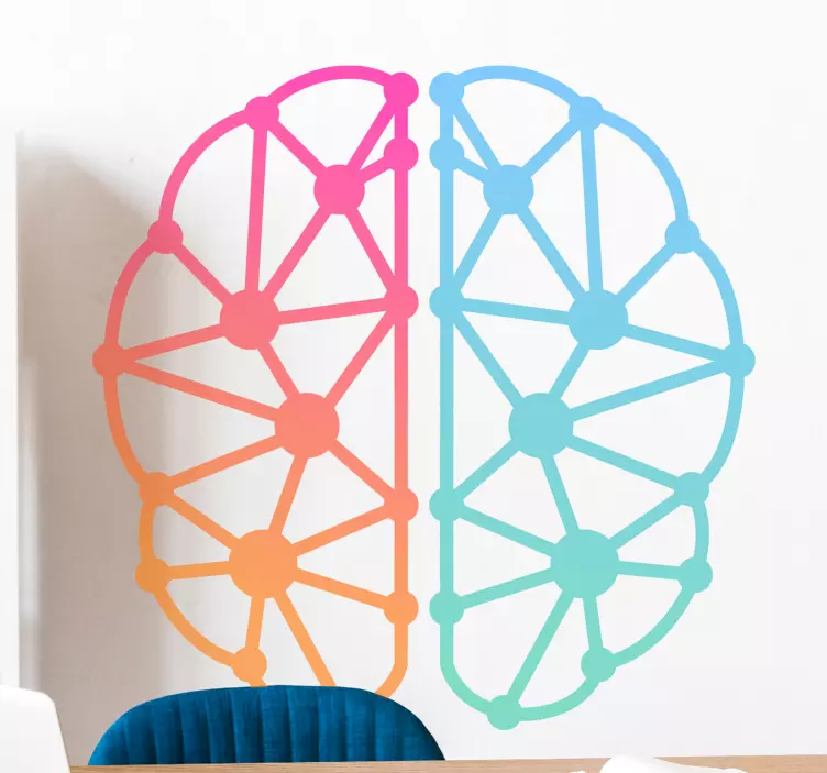 Multicolor brain office sticker - TenStickers