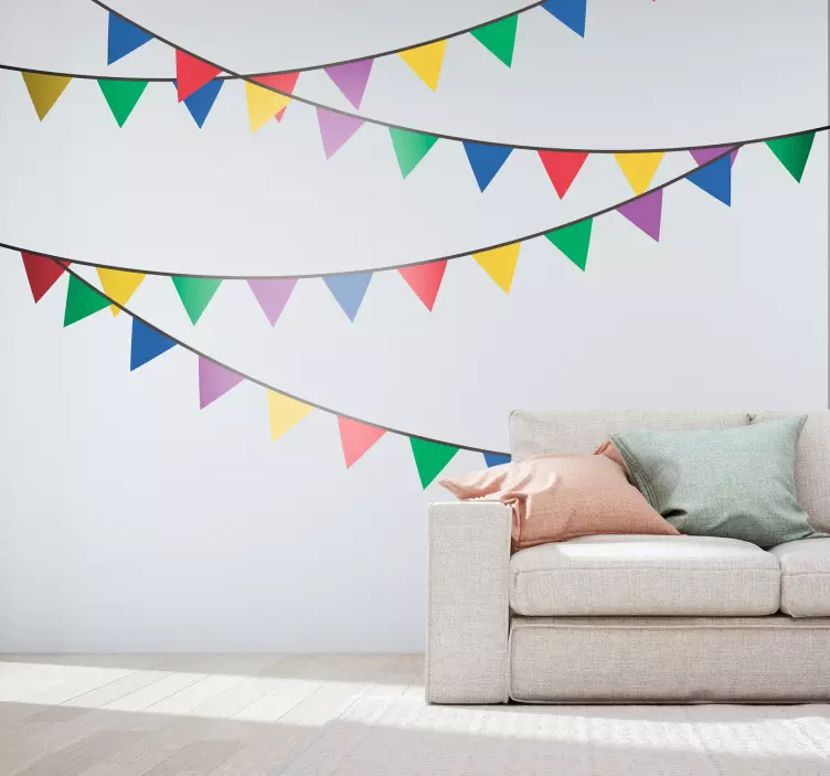 Multicoloured Bunting Wall Sticker - TenStickers