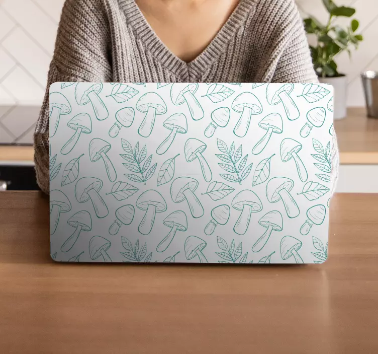 Mushroom Leaf Pattern laptop skin - TenStickers