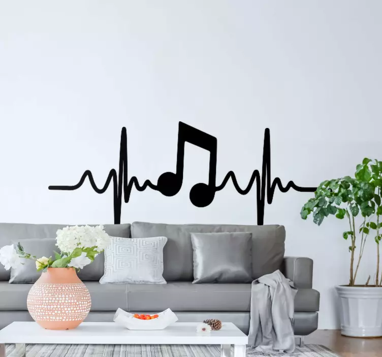 Musical note in heartbeat dj sticker - TenStickers