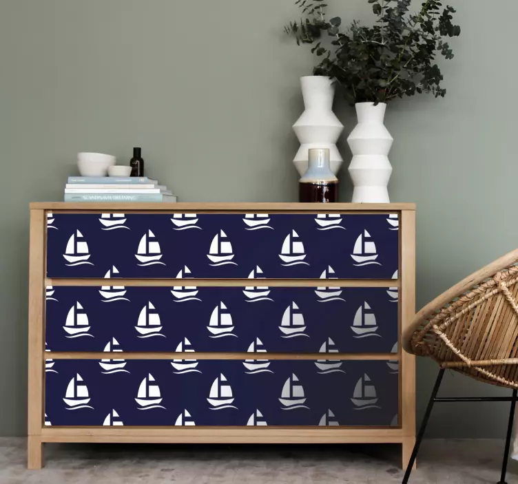 Nautical Sailboat Pattern furniture sticker - TenStickers