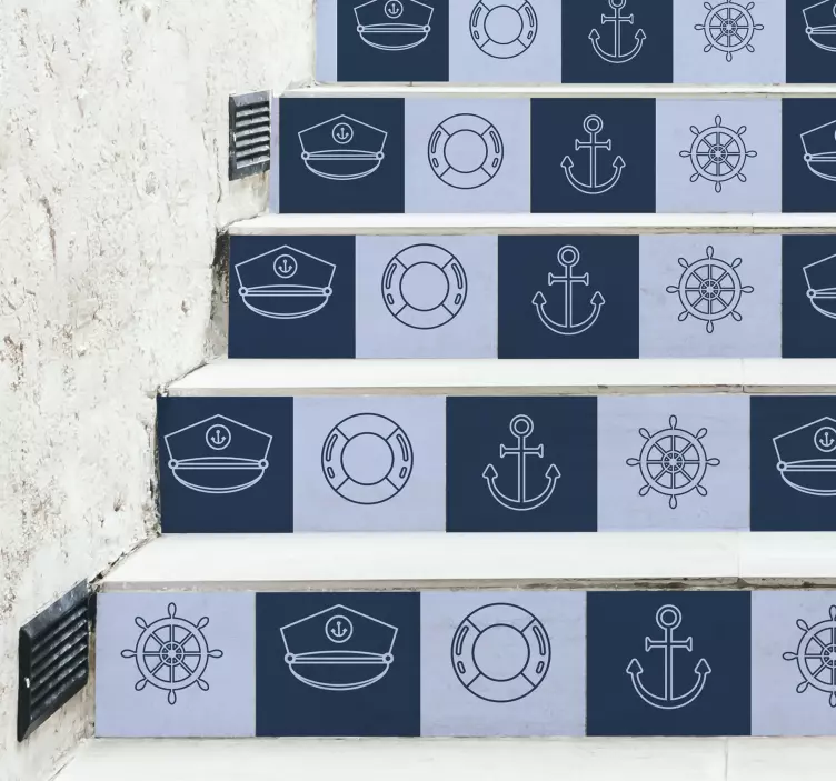 Nautical Symbols Collection stair riser sticker - TenStickers