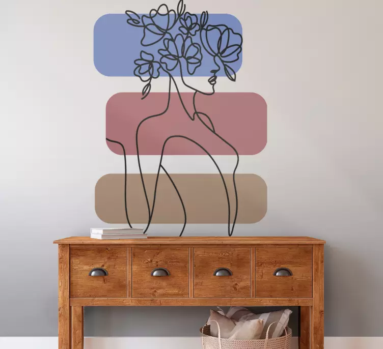 Nice woman with floral hat flower wall sticker - TenStickers