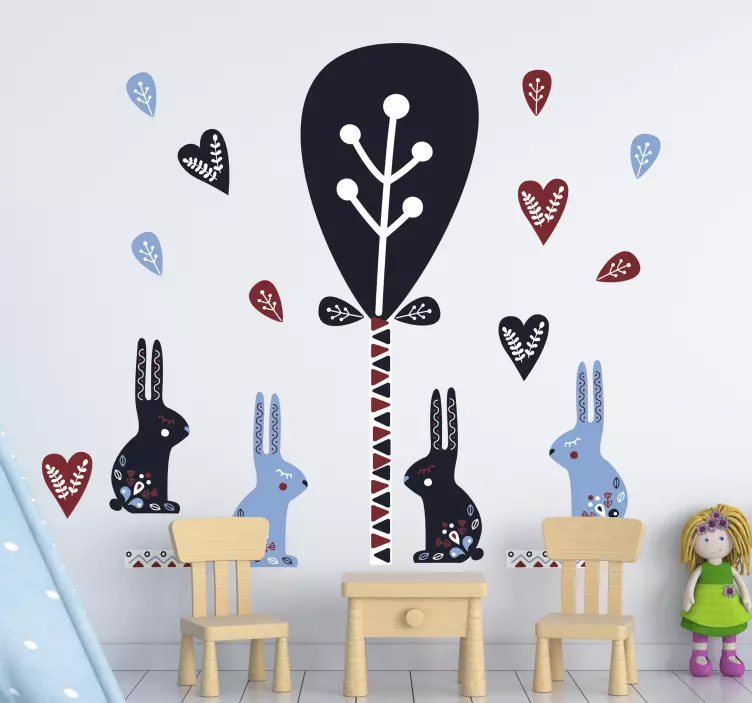 Nordic style animal and trees  animal sticker - TenStickers
