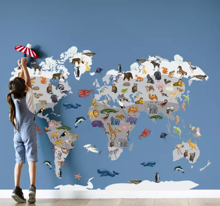 Nordic style world map wall sticker - TenStickers