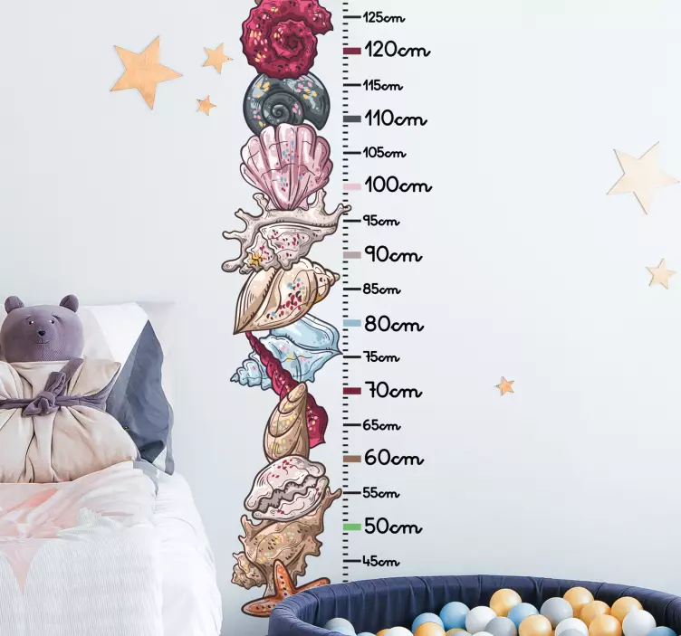 Ocean Shell Growth Chart height chart sticker - TenStickers