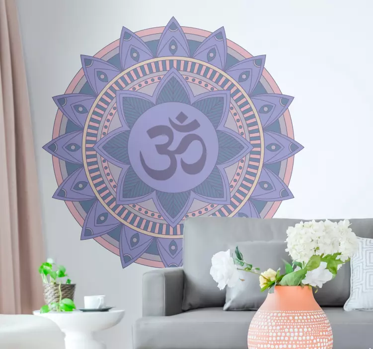Om Symbol Circle floral wall sticker - TenStickers