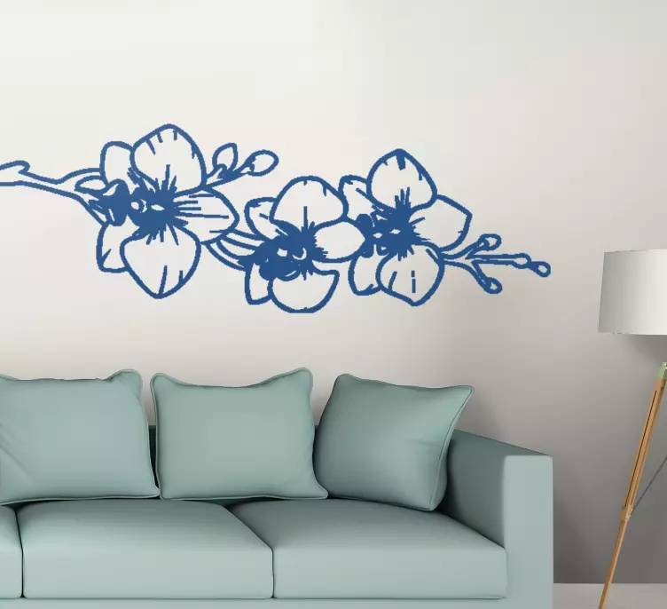 Orchids nature line art flower wall sticker - TenStickers