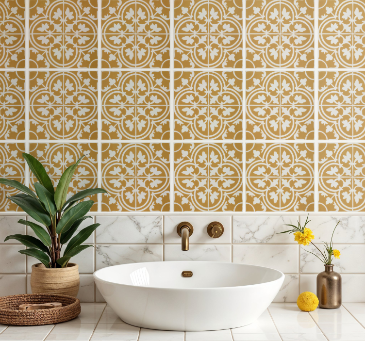 Oriental yellow tile sticker - TenStickers