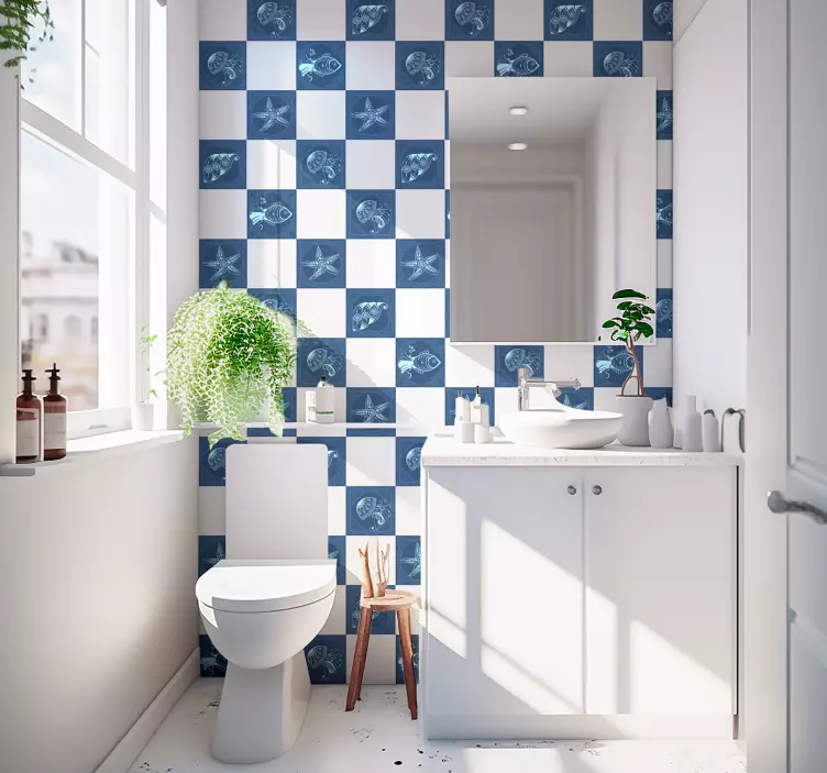 Ornamental sea life tile stickers - TenStickers