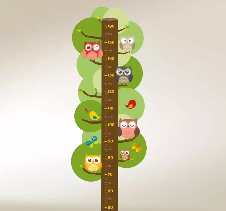 Owl Growth Measurement height chart sticker - TenStickers