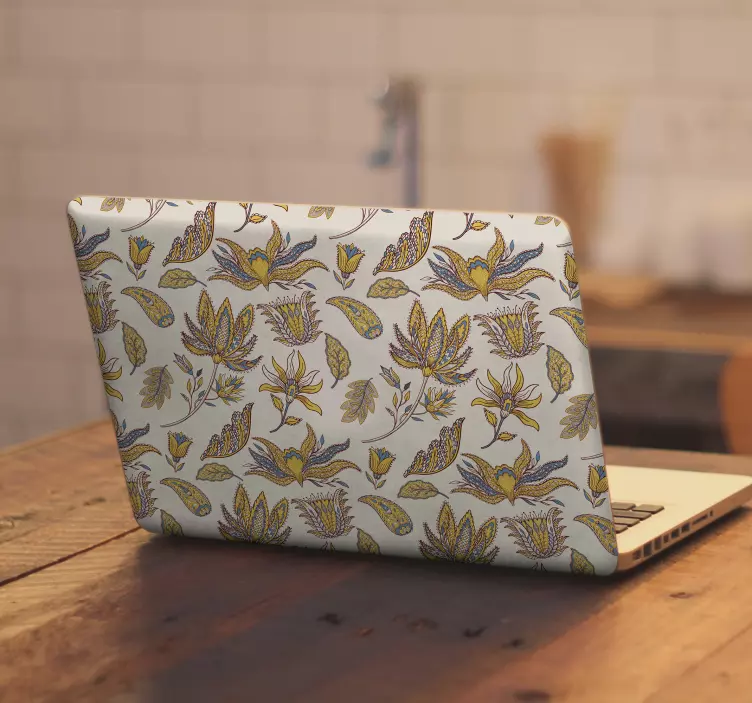 Paisley flower set laptop sticker - TenStickers