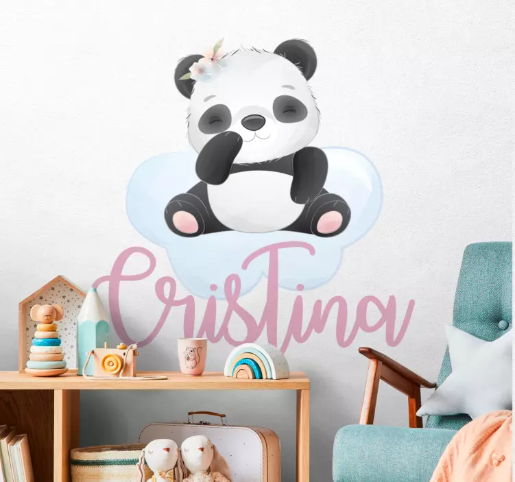 Nursery wall decal panda with name - TenStickers