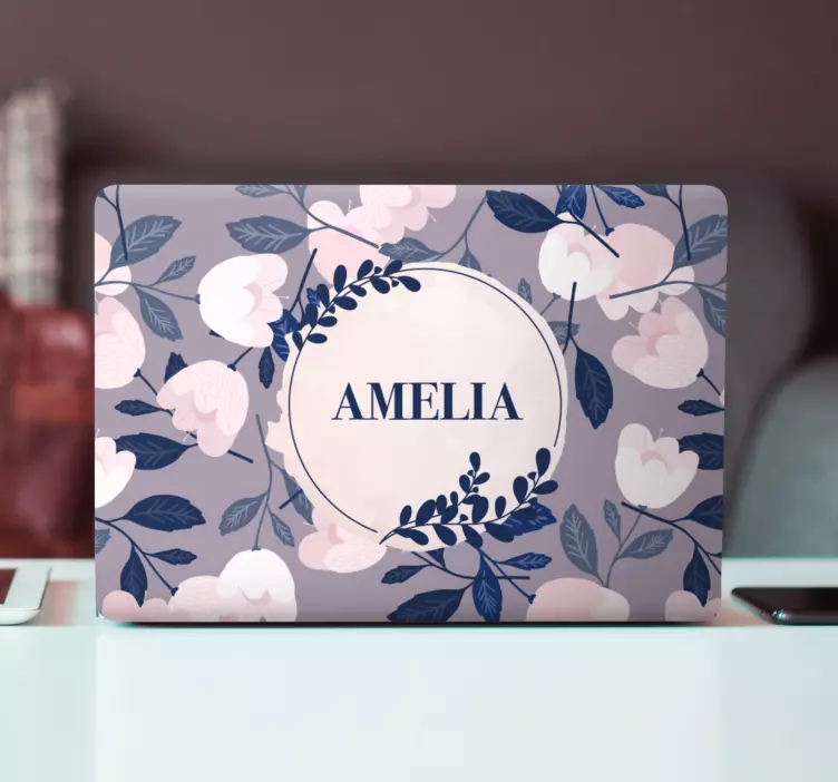 Pastel color hand painted flowers laptop skin - TenStickers