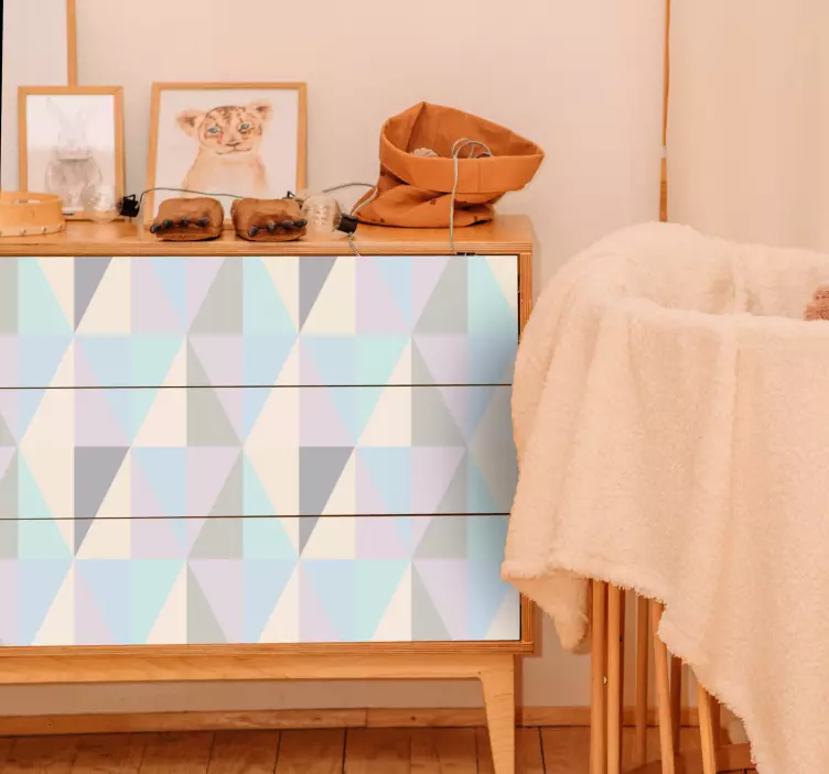 Pastel color triangles pattern furniture decal - TenStickers