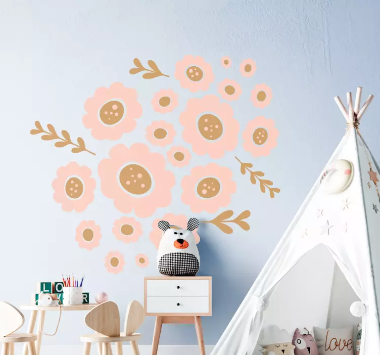 Pastel colored folk art pattern wall decal - TenStickers